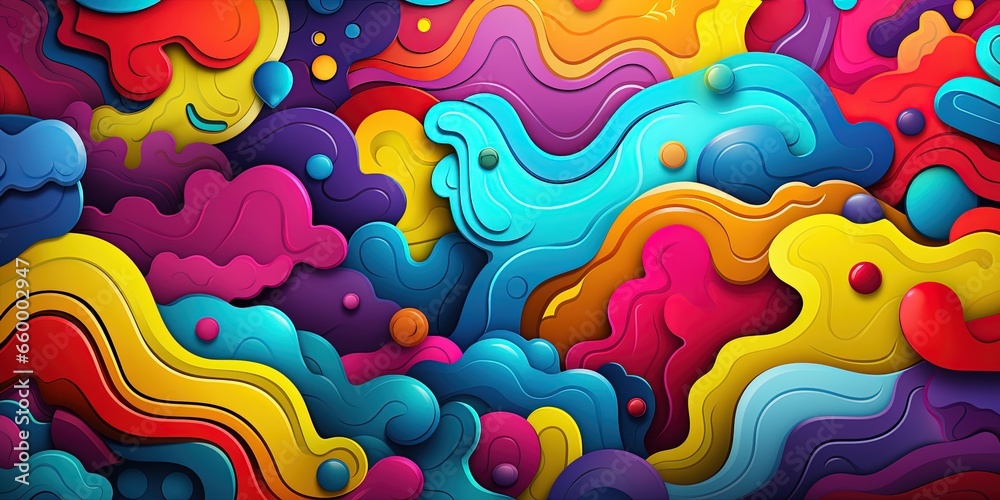 Multicolored background with a variety of different shapes