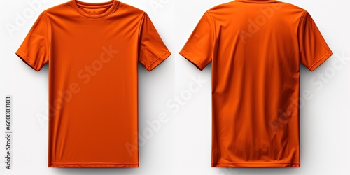Plain orange mockup t - shirt template, with views, front and back, isolated on transparent background