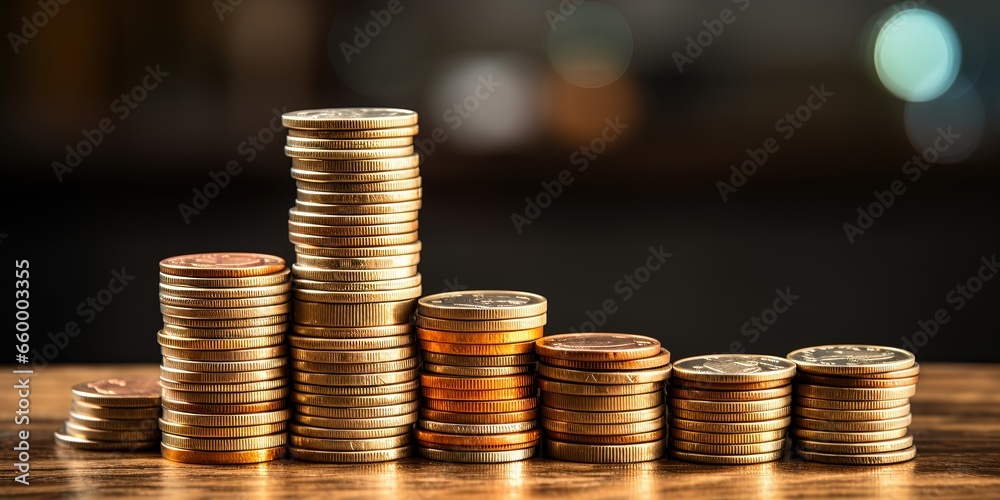 Stack of coins. savings, inflation and price rise concepts Stack of coins. savings, inflation and price rise concepts