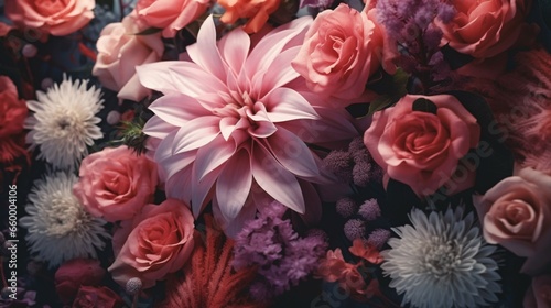 Romantic floral background.Generative AI