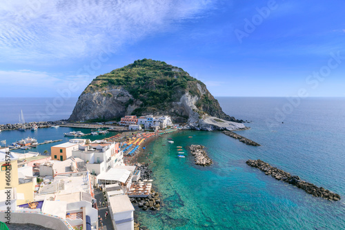 View of Sant’Angelo d'Ischia, a charming fishing village and popular tourist destination on island of Ischia in southern Italy.	
 photo
