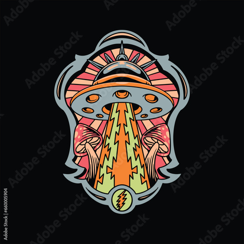 trippy alien illustration vector design