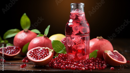 fresh red juice with pomegranate fruit