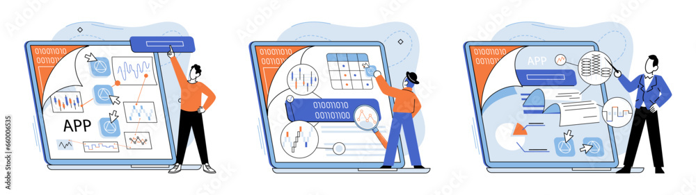 Application testing metaphor. Vector illustration. Application testing, last pit stop before app hits market App test, testing ground for new features and functionalities Software testing, defensive Application testing metaphor. Vector illustration. Application testing, last pit stop before app hits market App test, testing ground for new features and functionalities Software testing, defensive