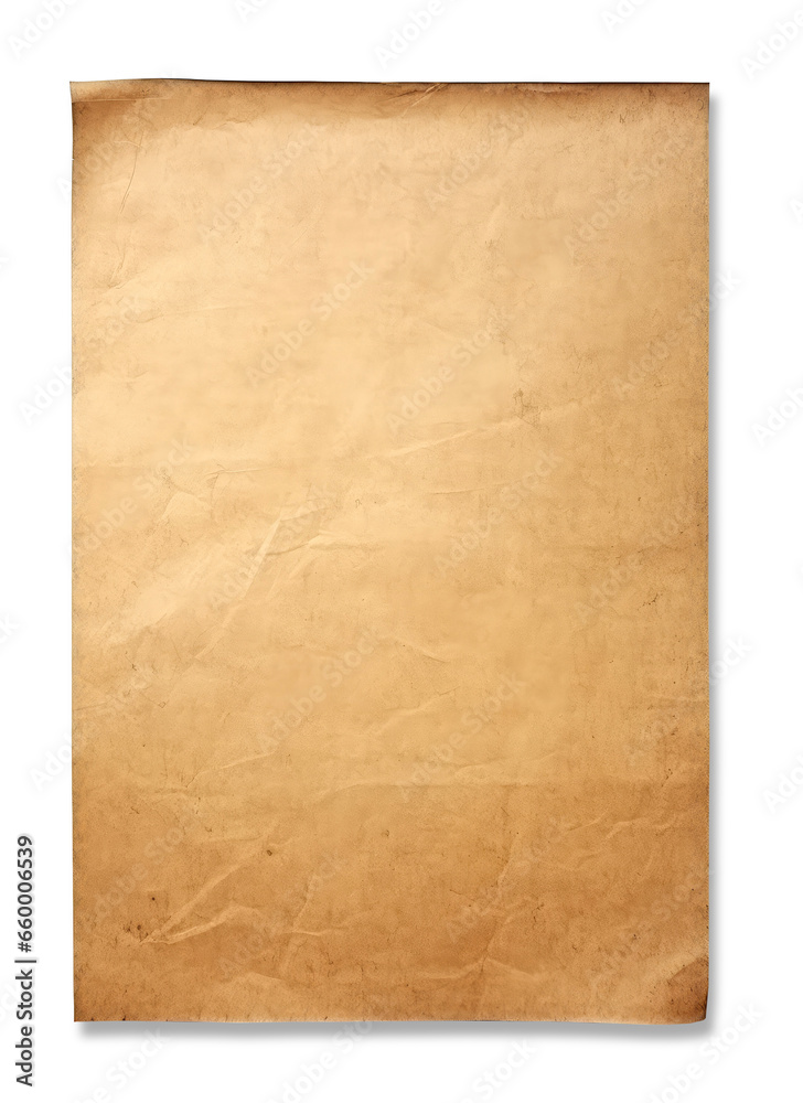 worn sheet of paper isolated on transparent background