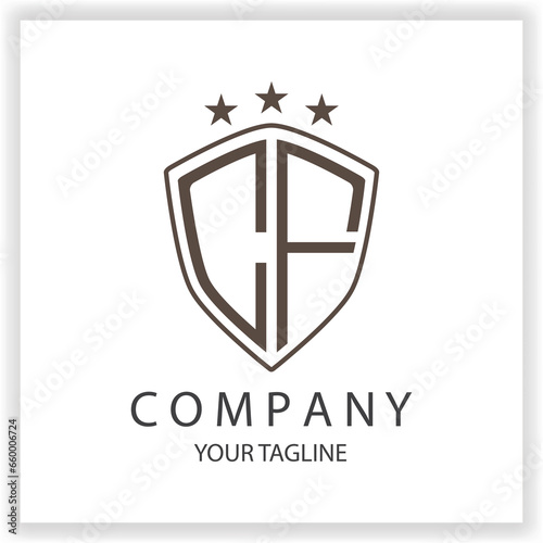 CF Logo monogram with shield shape isolated black colors on outline design template premium elegant template vector eps 10