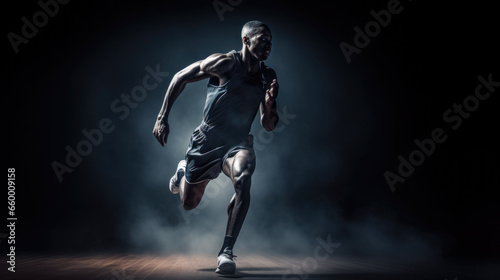 The Athletic Dedication of a Modern Runner in Dramatic Lighting
