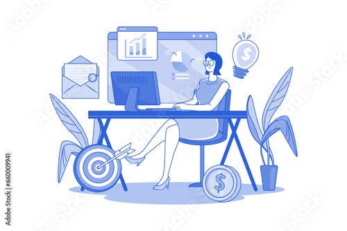 Businesswoman working with desktop computer