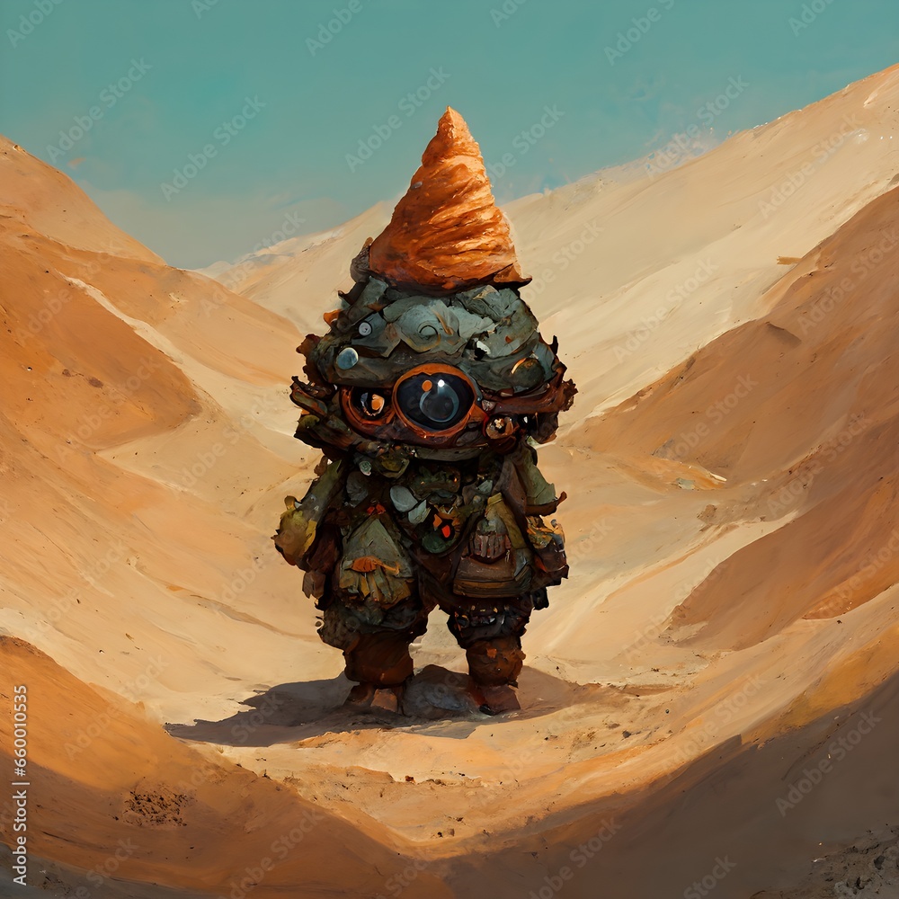 villagecore desert gnome wallpaper illustration 