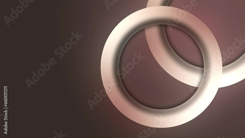 Animated overlapping two circles abstract background looping and growing on the side of the frame