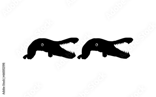 Alligator Fish Silhouette, can use for Art Illustration Logo Gram, Pictogram, Website, or Graphic Design Element. Vector Illustration