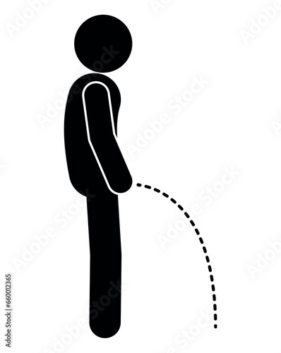 toilet icon, peeing man illustration