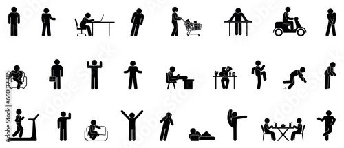 stick figure man icon, large collection of human silhouettes