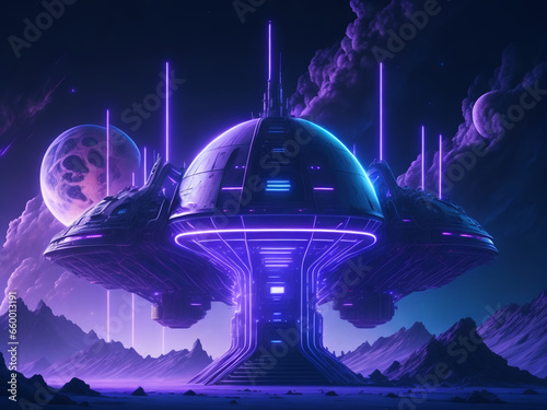 The space station. Fiction, scientific research, unreal. AI