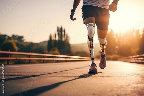 A person with disabilities is engaged in running photo