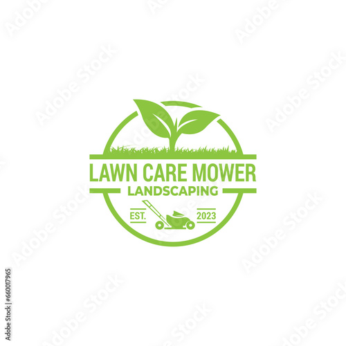 Landscaping And Mower And lawn Care logo design Vector Template
