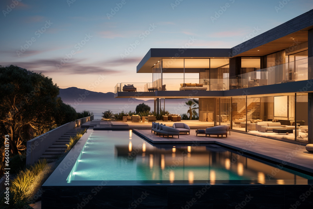 Contemporary Masterpiece: Captivating View of a Modern Villa, Expanding the Boundaries of Luxury Living with its Open-Concept Layouts