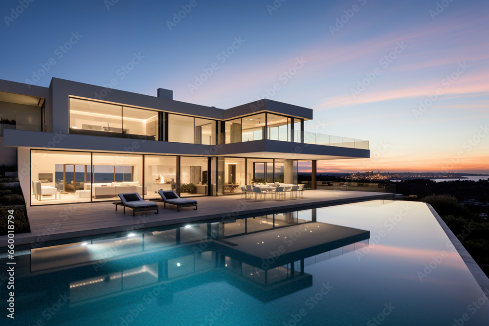 Contemporary Masterpiece: Captivating View of a Modern Villa, Expanding the Boundaries of Luxury Living with its Open-Concept Layouts