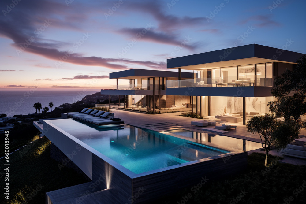 Contemporary Masterpiece: Captivating View of a Modern Villa, Expanding the Boundaries of Luxury Living with its Open-Concept Layouts