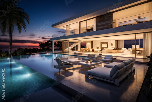Contemporary Masterpiece: Captivating View of a Modern Villa, Expanding the Boundaries of Luxury Living with its Open-Concept Layouts