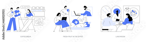 Food in the office isolated cartoon vector illustrations se
