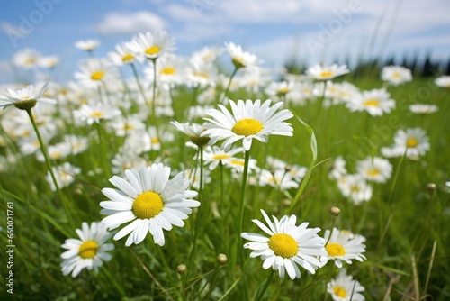 white daisies in a green field