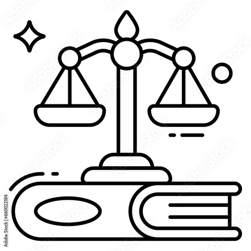 Conceptual flat design icon of law book