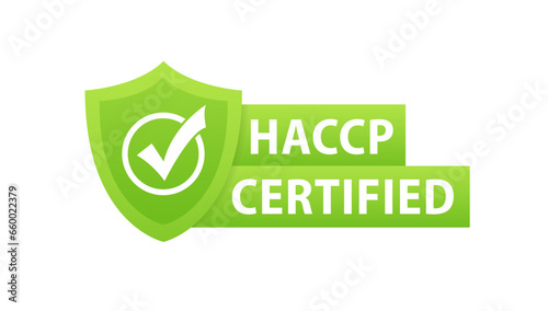 HACCP stamp vector isolated on white background. Hazard Analysis Critical Control Points abbreviation flat badge or label of certification. Vector illustration