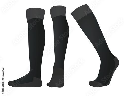Black soccer socks. vector illustration
