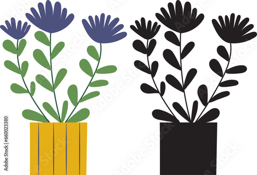 flower in a pot in flat style, on a white background, vector