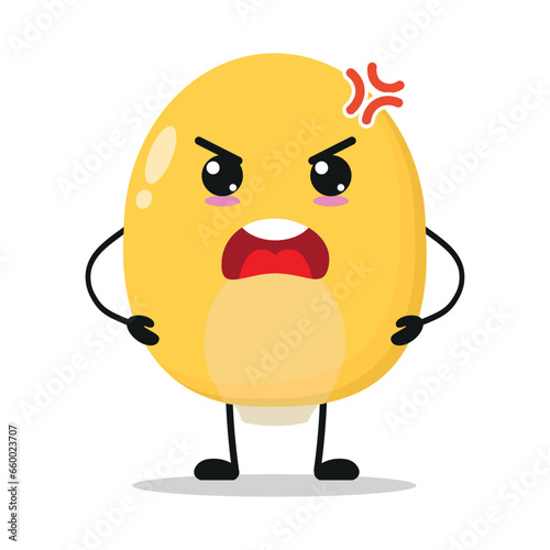 Cute angry corn kernel character. Funny mad vegetable cartoon emoticon in flat style. closet vector illustration