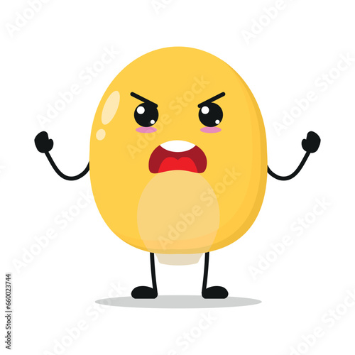Cute furious corn kernel character. Temperament vegetable cartoon emoticon in flat style. closet vector illustration