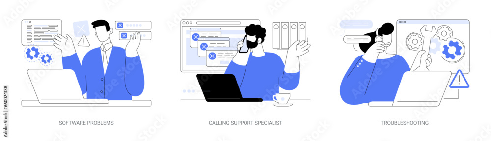 Software support line isolated cartoon vector illustrations se - obrazy, fototapety, plakaty 