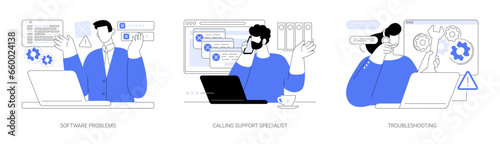 Software support line isolated cartoon vector illustrations se