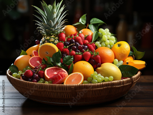 fruit basket on black background,Fruitful Abundance: A Basket of Assorted Delights,fruit basket with fruits,fruits and vegetables