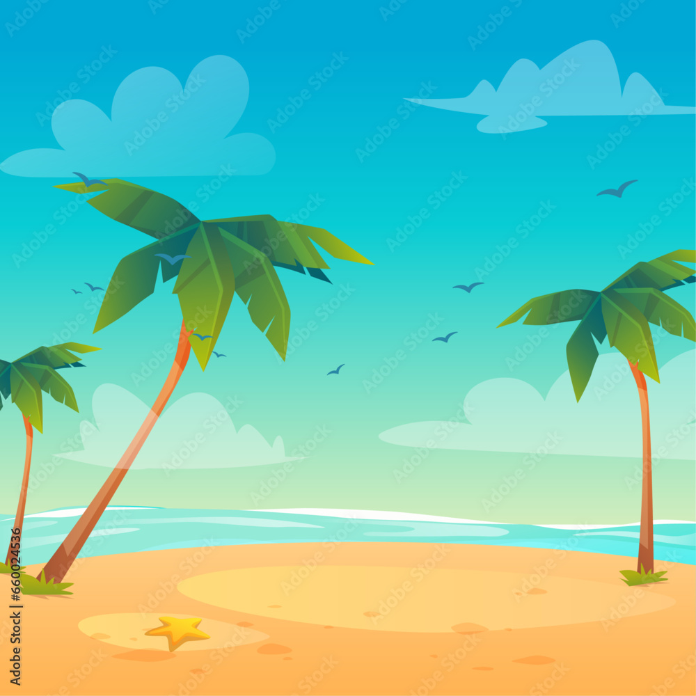 summer illustration Paradise tropical beach background