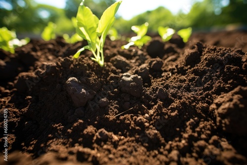 close-up of composted soil exposed in sunlight