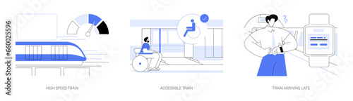 High-speed rail abstract concept vector illustrations.