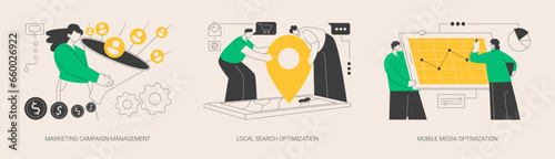 Sales and SEO digital strategy abstract concept vector illustrations.