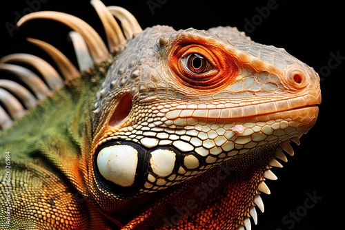 close-up of an iguana head 