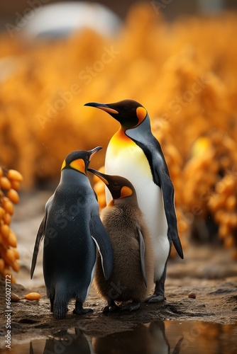 courtship display among the oakum boys, king penguins (aptenodytes patagonicus), st. andrews bay, south photo