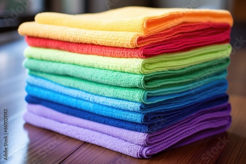 cascade of colorful washable cleaning cloths