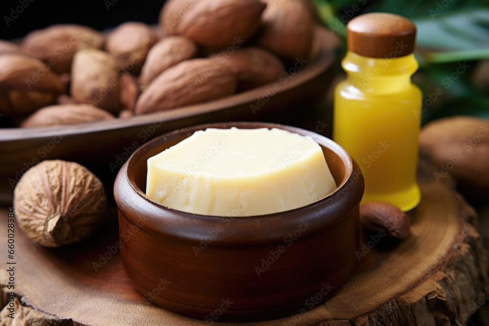 a close up photo of a natural shea butter pot a close up photo of a natural shea butter pot