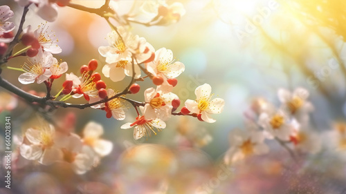 abstract sunny beautiful Spring background, Generative AI.
