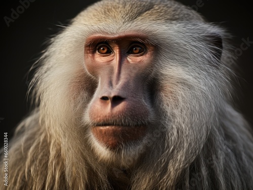 portrait of hamadryas baboon, taif, photo