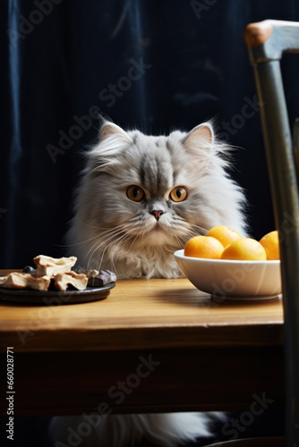 sneaky persian kitty at the table