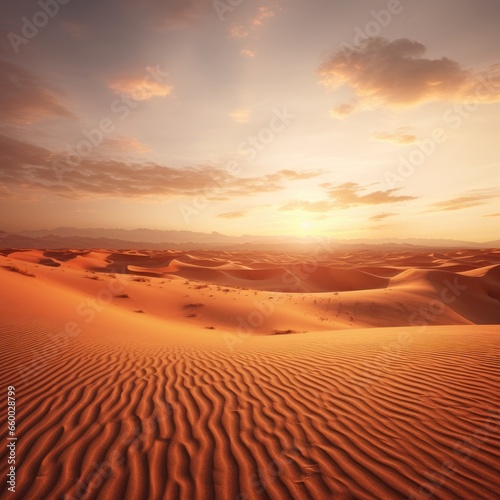 Setting Sun Illuminates the Expansive Desert Landscape