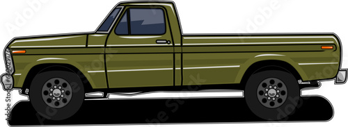 old truck on the road , american truck cartoon