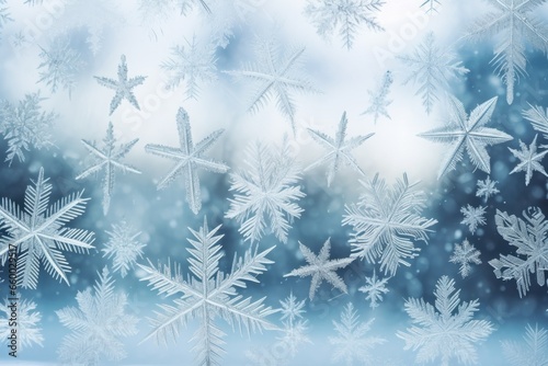 snowflakes on a window in winter