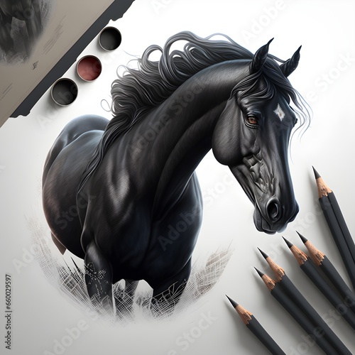 realistic black horse on white background5 Professional Cup Design4 trendy modern memorable vector graphics Adobe Illustrator professional corporate scalable awardwinning minimalistic design  photo